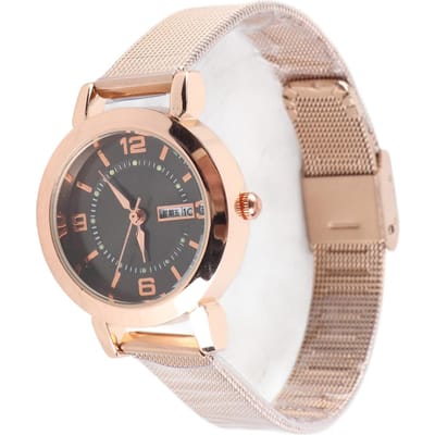 Montre à Quartz pour Femme Résistante à l'Eau Tendance Élégante Strass Jour Date pour le Travail de Bureau beige