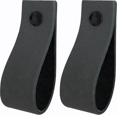 2x Leren handgrepen 'de lus' XS - DONKERGRIJS (12,6 x 2,5 cm) - incl. 3 kleuren schroefjes (handgreepjes - leren grepen - greepjes - leren lusjes)