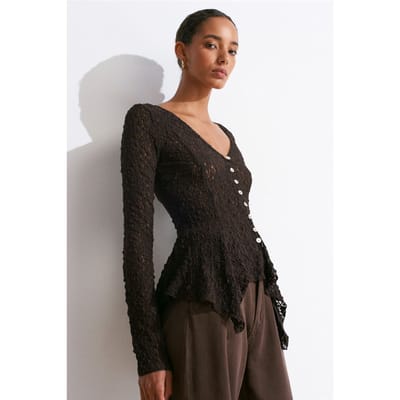 Kant V-hals Knopcardigan