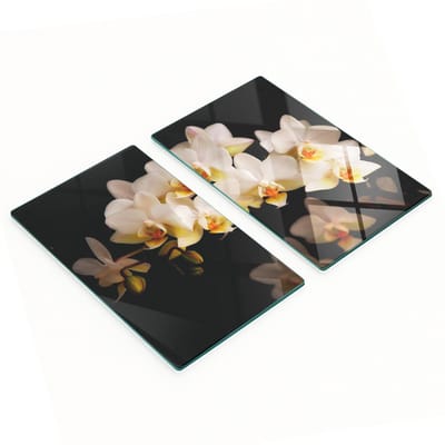Set van twee decoratieve glazen snijplanken met orchideemotief, 2x30x52 cm