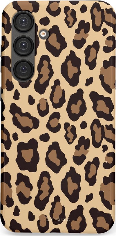 Casetastic hoesje geschikt voor Samsung Galaxy S25 Plus - Dubbellaagse bescherming - Wilde Panter - Fashion Case - Zwart Taupe Crème