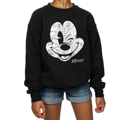 Disney Meisjes Mickey Mouse Gezicht Katoenen Sweatshirt (Zwart)