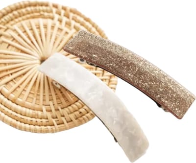 Mooie Dames haarclips 2 stuks-Glitter Goud, wit Haar accessoire - Luxe haarspelden hoog kwaliteit - Youhomy haarclips haarspelden | Cadeau voor meisje| Dames | Sinterklaas Cadeautjes - Kerstdagen| Verjaardagen