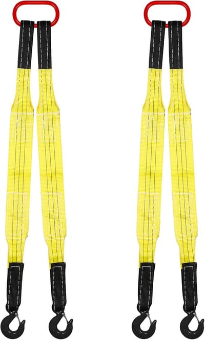 2 Stuks Hijsstroppen met Haken 7000 LBS Capaciteit Polyester Twee Been Hefbanden