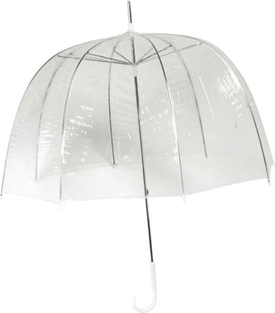 Transparante bruiloft koepel paraplu - kunststof handvat - dia 75 cm - doorzichtig - Bruid/bruidegom paraplu