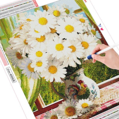 Peinture diamant 5d, décor de fleurs pour la maison, image en strass, Vase mosaïque, cadeau fait à la main, Art mural 20X30CM beige