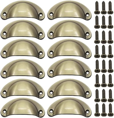 Vintage Halve Maan Trekgrepen - 12 Stuks Antiek Bronzen Handgrepen voor Meubels