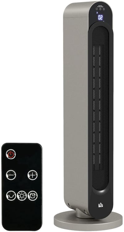 Keramische ventilatorkachel 2200W - Elektrische kachel met afstandsbediening - Oscillerend - 25m2 - Zilver