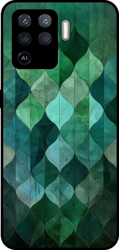 Smartphonica Telefoonhoesje Geschikt voor Oppo A94 4G / Reno5 Lite met groene bladeren opdruk - TPU backcover case green leaf design - Groen geschikt voor Oppo A94 4G;Oppo Reno5 Lite