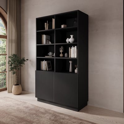 Meubella - Lucera - Boekenkast - Zwart - 100x42x173 cm