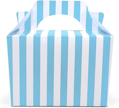 Feestdozen Kinderen - Kleine traktatiedozen - Feestelijke uitdeelmomenten - Gemakkelijk te monteren - 10x7.5x6.5 cm - Lichtblauw gestreept