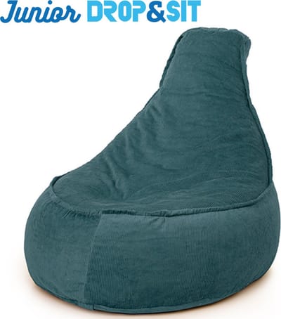 Drop & Sit - Stoel Zitzak Ribstof - Petrol - Junior - Voor Binnen