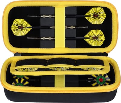 Dartcase voor Steel Tip en Softtip Darts - Opbergoplossing voor Tips, Schachten en Vleugels in Zwart en Geel
