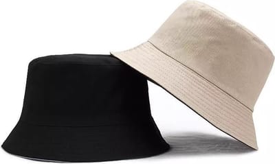 Reversible bucket hat - Maat S/M - Zwart & Beige