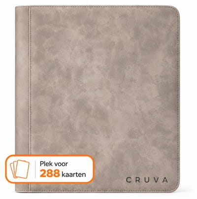 Cruva TCG Toploader Binder Grijs – Geschikt voor 252 Kaarten met Toploader – 9 Pocket Binder met Rits – Geschikt voor Pokémon, Yu-Gi-Oh!, Magic - Toploader Verzamelmap - Kaarten Verzamelmap - Map voor Kaarten