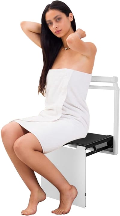 Douchestoel Opklapbaar - Zitje voor Douche - Veilig Douchen - Wandmontage Robuust - 69.5 cm Hoog - Wit