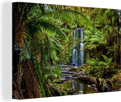 Beauchamp watervallen Canvas 90x60 cm - Foto print op Canvas schilderij (Wanddecoratie woonkamer / slaapkamer)