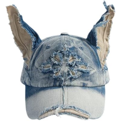 Nouveau Y2K Hot Girl Jeans Graffiti Oreilles de Lapin Chapeau de Cowboy Baseball Lavage Graffiti Hip Hop Casquette Femmes Hommes Fête Équipe Casquette de Baseball 54-58cm gray