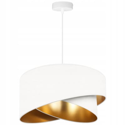 Light Home MEDIOLAN - Hanglamp 1-Lichts - Velours Kap Ø45 cm - Wit/Goud - E27