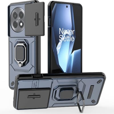 Coverup Hoesje - Geschikt voor OnePlus 13R Hoesje - Coverup Ring Kickstand Back Cover met Camera Shield - Blauw