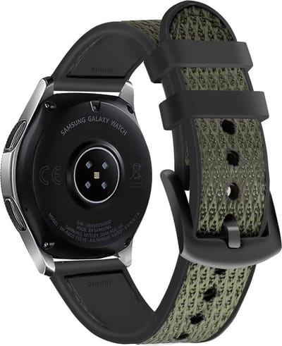 Strap-it smartwatch bandje 22mm - Hybrid nylon siliconen bandje geschikt voor Samsung Galaxy Watch 46mm / Gear S3 Classic & Frontier / Galaxy Watch 3 45mm / Amazfit GTR 2 / GTR 3 / GTR 4 - OnePlus Watch - groen