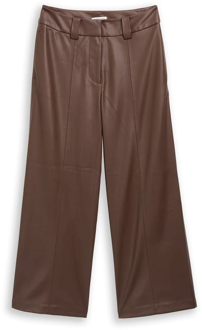 Tom Tailor - Culotte broek in leerlook - Maat 36/28 - dark pecan brown