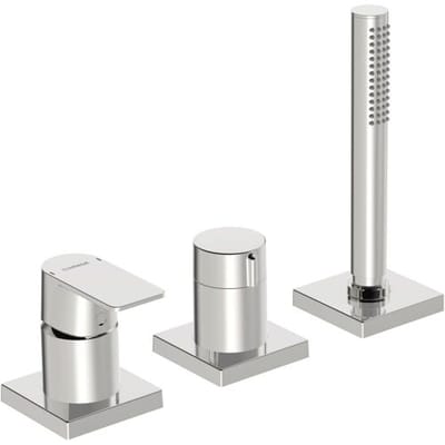Hansastela ready-mount set single-lever mixer 3-hole, square rosette 57319473