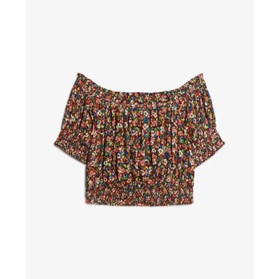 Superdry Korte top met Korte Mouwen en Smokwerk Bruin Grootte: 36