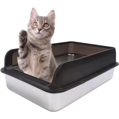 Roestvrijstalen Kattenbak Anti Spatten Geurloos Gemakkelijk te Reinigen Hoge Randen Semi Gesloten Kat Large