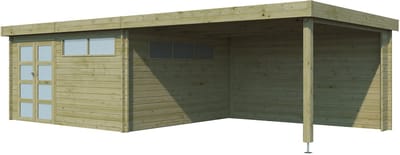 Woodlands Blokhut Modern met Overkapping en Dakisolatie Geïmpregneerd 815 x 385 cm