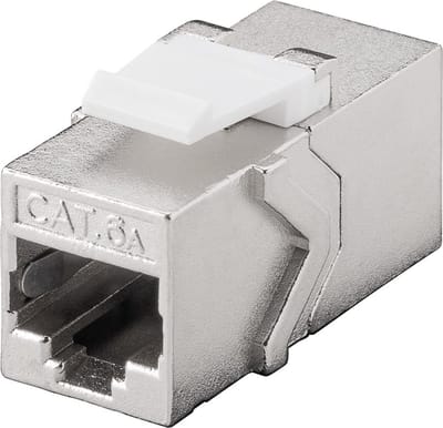 Goobay Keystone module RJ45 CAT 6A STP 14,7 mm breed, 2x RJ45-bus 8P8C, snap-in montage, geschikt voor PoE