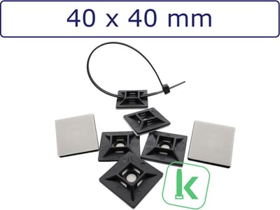 PRO-TIE® - Plakzadels/schroefzadels 40 x 40 mm Zwart UV bestendig (Zak 100 stuks)