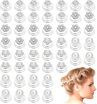 Dailygoods- Haarspelden 48 Stuks - Spiraalvormige Haarspelden - Edelstenen/Rijnstenen - Bruidsaccessoires - Zilveren Legering - Bloemvormig Ontwerp - Haarsieraden