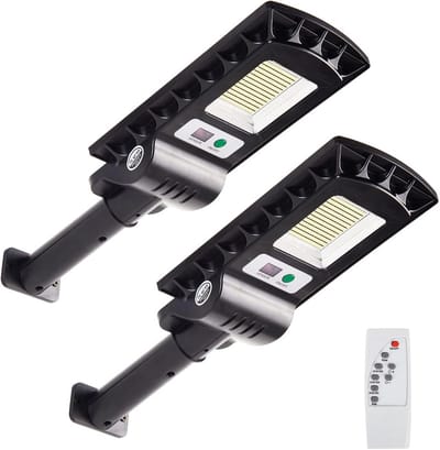 Set van 2 Zonne-energie Buitenlampen met Bewegingsmelder - Krachtige LED Schijnwerper voor Tuin en Erfafscheiding