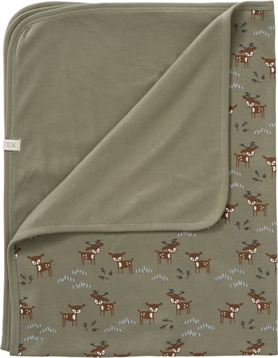 Fresk Kinderdeken Jongens – Babydeken - Wiegdeken - Ledikant deken - Groen - Deer Olive