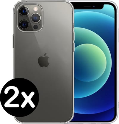 Hoesje - 2 Stuks - Geschikt voor Apple iPhone 12 Pro - Sterk & Shockproof - Telefoonhoes - Back Cover - Case Siliconen - Telefoon Hoes - Transparant