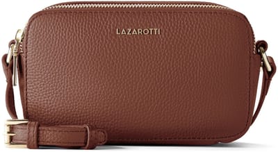 Lazarotti Leren Schoudertas Bologna Leather Crossbody Bag Brown Bruine