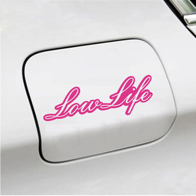 Bumpersticker - Low Life - 6,5 X 20 - Roze