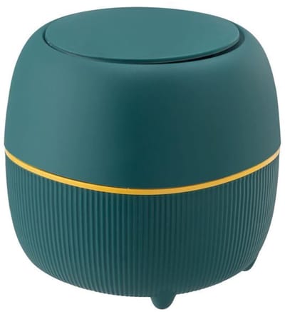 Prullenbak - Afvalbakje aanrecht met deksel - Zonder Afvalzak - Kantoor Prullenbakken - Mini Prullenbak - Tafelvuilnisemmer met deksel - Groen - 16*15cm - PP - Thuis / Kantoor