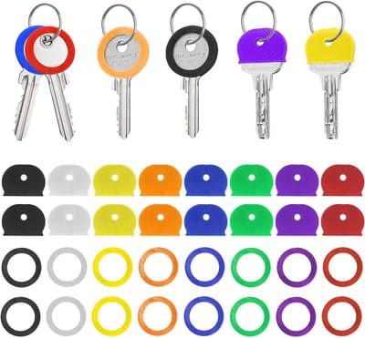 Kleurrijke Sleutelhuls Set van 32 Stuks - Ronde PVC Sleutelmankers voor Standaard Dikke en Dunne Huissleutels, Sleutelbescherming en Identificatie