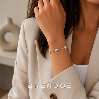 Brendoe Zilverkleurige Bloemen Armband – RVS Armband met Bloem Details – Verstelbare Dames Armband