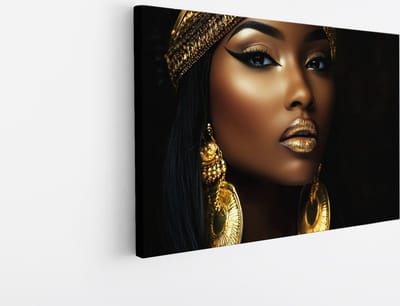 Saammp - Canvas Schilderij - Vrouw met Goude Sieraden - Abstract - 30x20 - Foto op canvas - Wanddecoratie - Muurdecoratie Woonkamer - Slaapkamer decoratie - Canvas Print