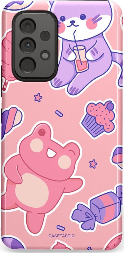 Casetastic hoesje geschikt voor Samsung Galaxy A53 (2022) 5G - Dubbellaagse bescherming - Snoepvriendjes - Fashion Case - Lichtroze Lavendel Koraal