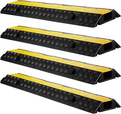 Kabelbrug Set - Kabelgoot Drempel - Kabelbescherming Buiten - Draagvermogen 15 Ton - 98x26x65 cm - Geel Zwart
