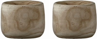 Mica Decorations Bloempot - 2x - hout - voor binnen en buiten - 14 cm - Plantenbak
