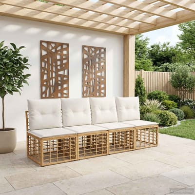 vidaXL - 4-Persoons - Tuinbank - Armloos - 4 - st - 4-Aantal - zitplaatsen - Naturel