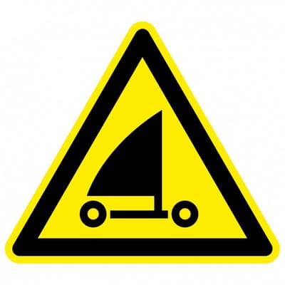 Waarschuwingssticker strandzeilen, ISO 7010, W059 50 mm - 10 stuks per kaart