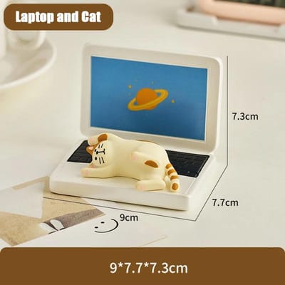 Creatieve Hars Kat Telefoonhouder Universele Mobiele Telefoon Standaard Beugel Ornament Figuurtjes Huis Kantoor Bureau Accessoires Decor gray