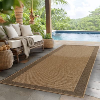 Timber Solid Buitenkleed – Indoor & Outdoor, Jute-Look Vloerkleed, Weerbestendig, Tuin, Balkonkleed - Beige