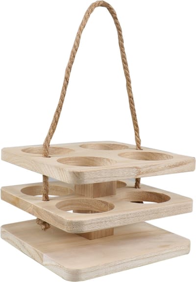 Bierverpakking | Draagtray | Hout | 4 fles 19.5x19.5cm